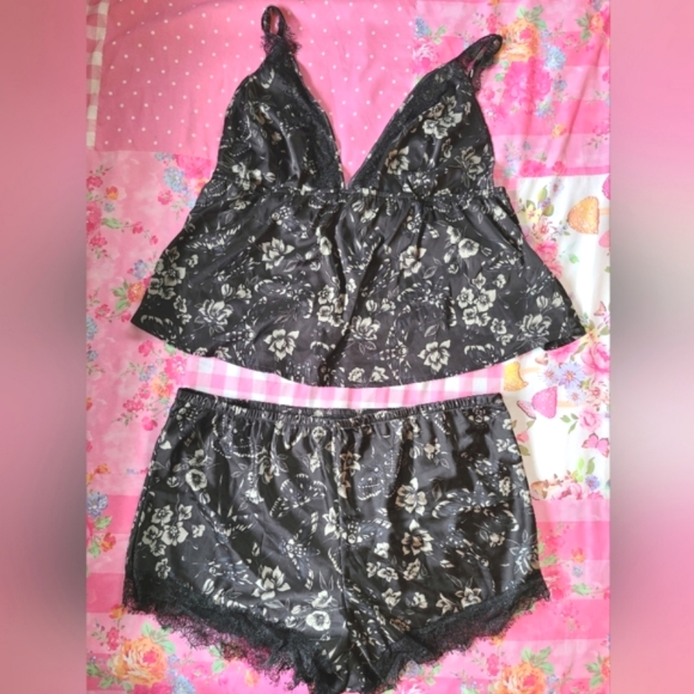 NWOT Killstar Satin Floral Sleepwear Set Womens Size XXL
